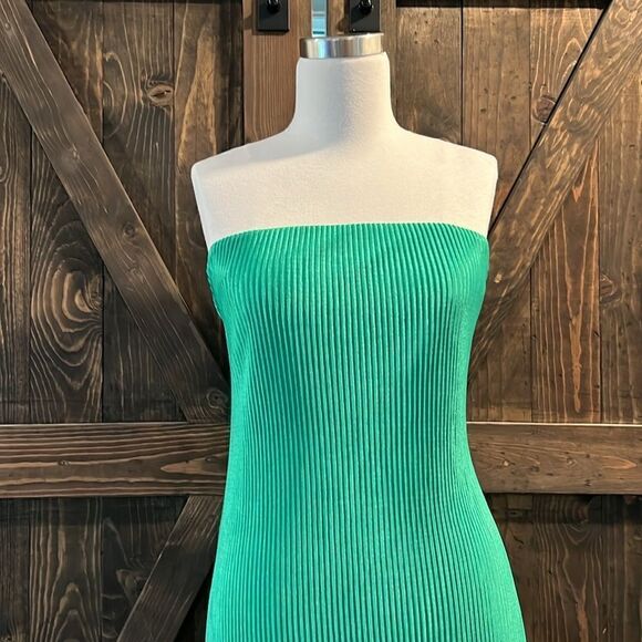 Sexy Strapless Pleated Maxi Tube Dress Slim Fit Backless Bodycon Long Dress Lrg - Picture 4 of 12